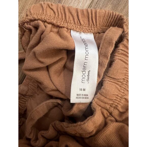 Modern Moments Gerber Romper Baby Girls 18M Brown Eyelet Ruffle Cotton Snap - Picture 6 of 7